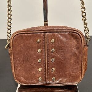 Michael Kors Small Studded Brown Leather Crossbody Bag
